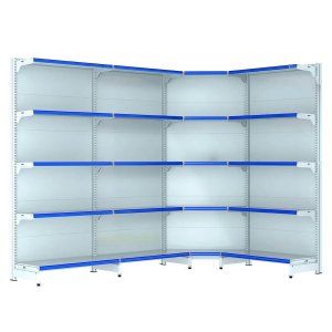 Kit 3 Gôndolas New Premium 2,02m Branca Parede 40/30 + Canto 40/30