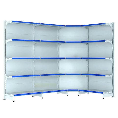 Kit 3 Gôndolas New Premium 2,02m Branca Parede 40/30 + Canto 40/30