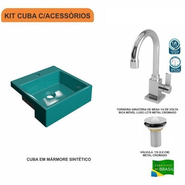 Kit Cuba XQ355 Torneira Luxo 1195 e Válvula 1 Polegada Compace - 3