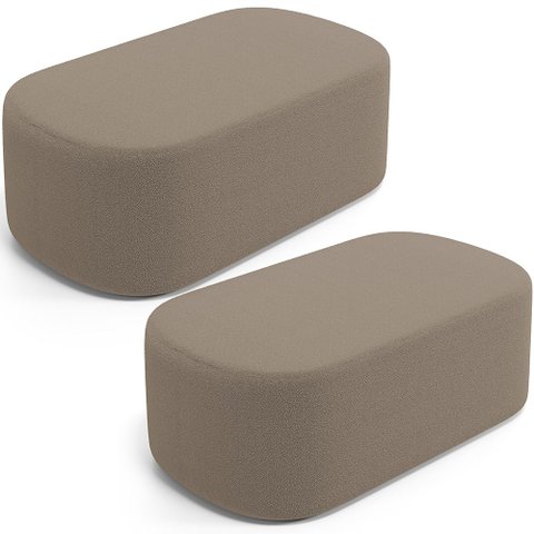 Kit 02 Puffs Decorativos Orgânicos para Living Quarto 100cm Doha W01 Bouclê Bege - Lyam Decor