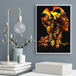 Quadro Decorativo Consciência Negra- Ícones 33x24cm - com Vidro:madeira Branca - 2