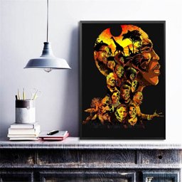 Quadro Decorativo Consciência Negra- Ícones 33x24cm - com Vidro:madeira Branca - 1