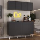 Ver imagem 2 de Kit Bar Armário Aéreo e Aparador 4 Portas Retrô Multimóveis Mp1086 Preto/branco