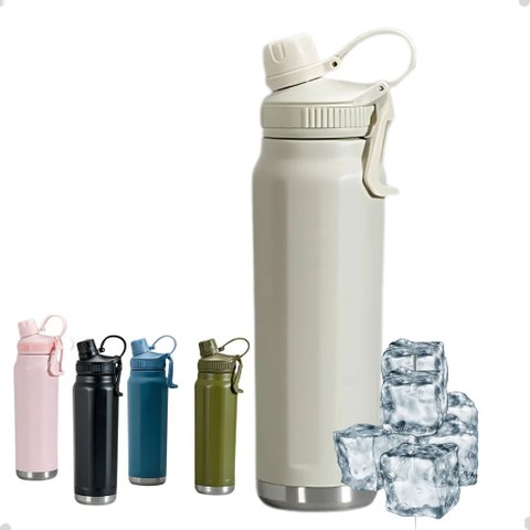 Garrafa Térmica MS706 800ml Inox com Alça Academia:Branco