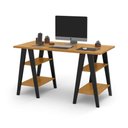 Ver imagem 2 de Mesa Escrivaninha Trípoli 1,35x0,66 Tampo 30mm 4 Prateleiras Preto Pes Madeira