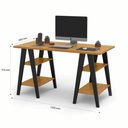 Ver imagem 3 de Mesa Escrivaninha Trípoli 1,35x0,66 Tampo 30mm 4 Prateleiras Preto Pes Madeira