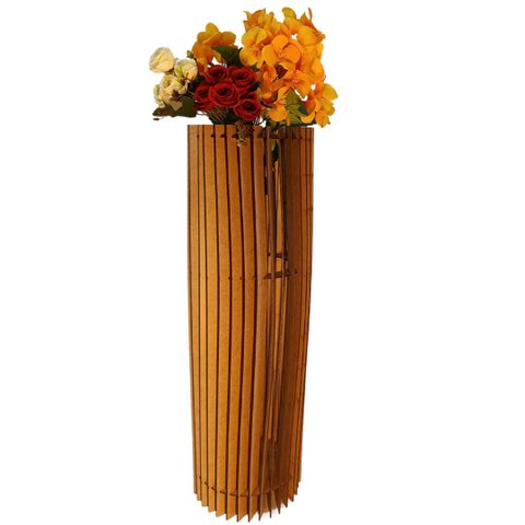 Vaso de Chão Decorativo Grande Torre -:mdf Cru/60x20cm
