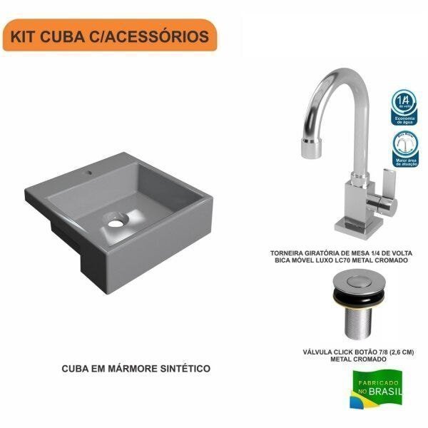 Kit Cuba XQ355 Torneira Luxo 1195 Válvula Click 1 Polegada B Compace - 3