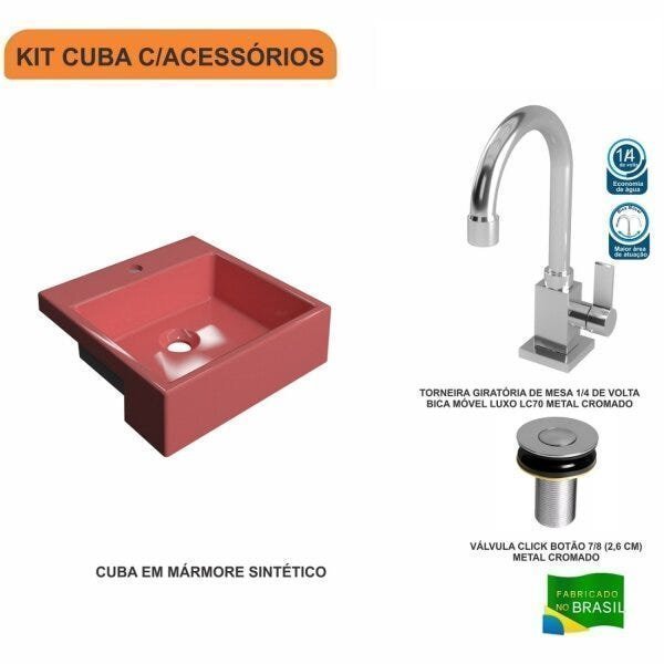 Kit Cuba XQ355 Torneira Luxo 1195 Válvula Click 1 Polegada B Compace - 3