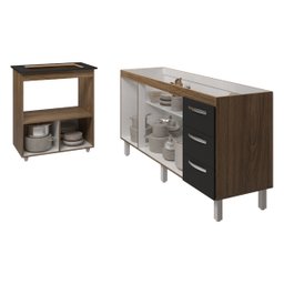 Cozinha Balcão Armário Gabinete de Pia 150 Cm Deise e Balcão Evelyn para Fogão Cooktop 4 Bocas Savan - 5