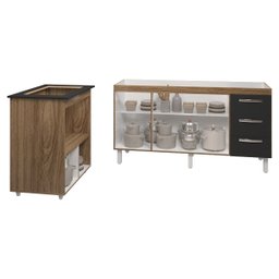 Cozinha Balcão Armário Gabinete de Pia 150 Cm Deise e Balcão Evelyn para Fogão Cooktop 4 Bocas Savan - 4