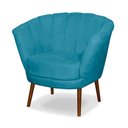 Ver imagem 4 de Poltrona Cadeira Pétala Flor Decorativa Suede Azul Tiffany