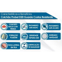 Colchão King Probel Super Espuma D20 Guarda Costas Resistente Black (193x203x17) -  - 2