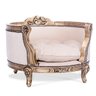 Cama Pet Clássica Entalhada de Luxo Tachada Dourado Envelhecido e Veludo Rosê - 1