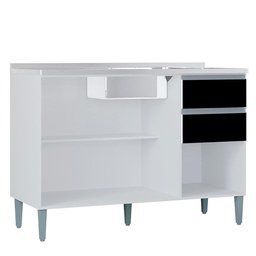 Balcao para Pia 3 Portas 120 Cm 702 Branco Preto Poqq Branco Preto - 6 Balcao para Pia 3 Portas 120 Cm 702 Branco Preto Poqq Branco Preto - 6