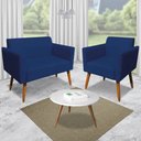 Ver imagem 2 de Poltrona Namoradeira Decorativa Isabella Pés Palito Madeira Suede Azul Marinho - Gran Belo