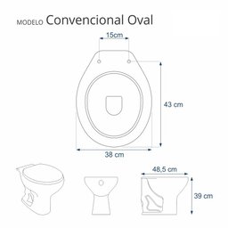 Tampa de Vaso Convencional / Oval Azul para Todos Os Fabricantes de Louças - 2