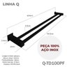 Porta Toalha Duplo Banheiro 1metro Aço Inox 304 Preto Fosco - 4