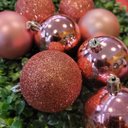 Ver imagem 1 de Jogo 27 Bolas Natal Grande Mista Lisa, Glitter e Fosca Rosê 10cm - Master Christmas