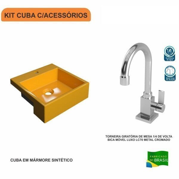 Kit Cuba XQ355 Torneira Luxo 1195 Metal 1/4 Volta Compace - 3