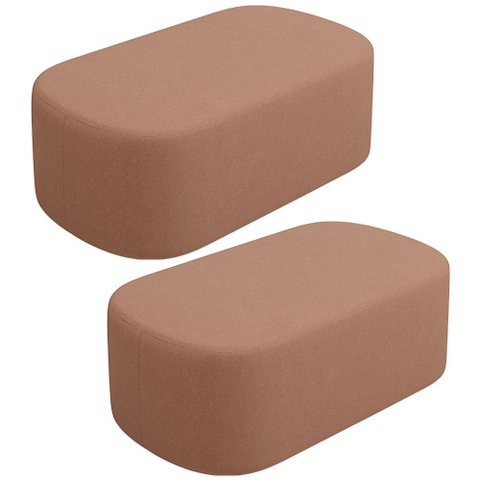 Kit 02 Puffs Decorativos Orgânicos para Living Quarto 100cm Doha W01 Linho Rosê - Lyam Decor