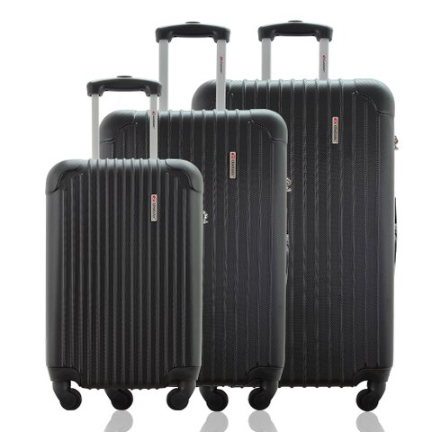Kit Conjunto 3 Malas Rígidas 360° - Gladiador A2c3 Cor:preto