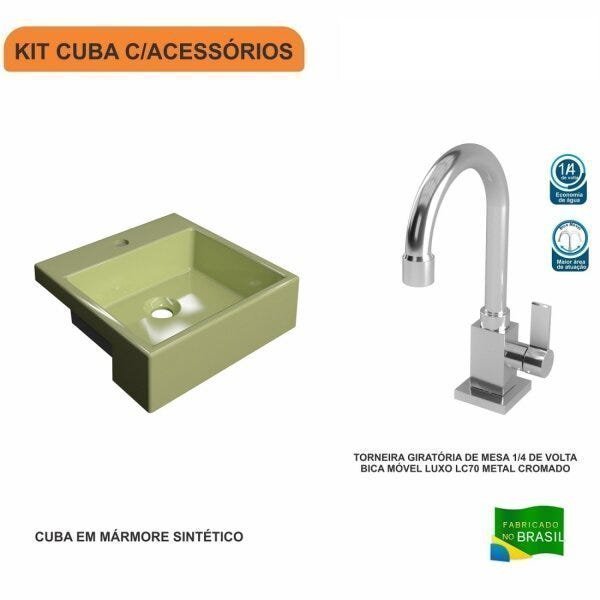 Kit Cuba XQ355 Torneira Luxo 1195 Metal 1/4 Volta Compace - 3
