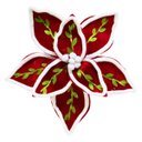 Ver imagem 1 de Flor Natalina 28 Cm 8 Petalas Bordo Verde e Branco (17153)