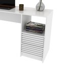 Ver imagem 5 de Escrivaninha Mesa para Escritório 2 Gavetas 1 Nicho Detalhe Ripado Me4174 Tecnomobili Branco