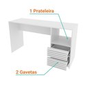 Ver imagem 4 de Escrivaninha Mesa para Escritório 2 Gavetas 1 Nicho Detalhe Ripado Me4174 Tecnomobili Branco