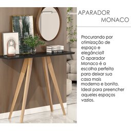 Aparador Retrô Decorativo Sala de Estar Pés Madeira Tampo Preto - 2