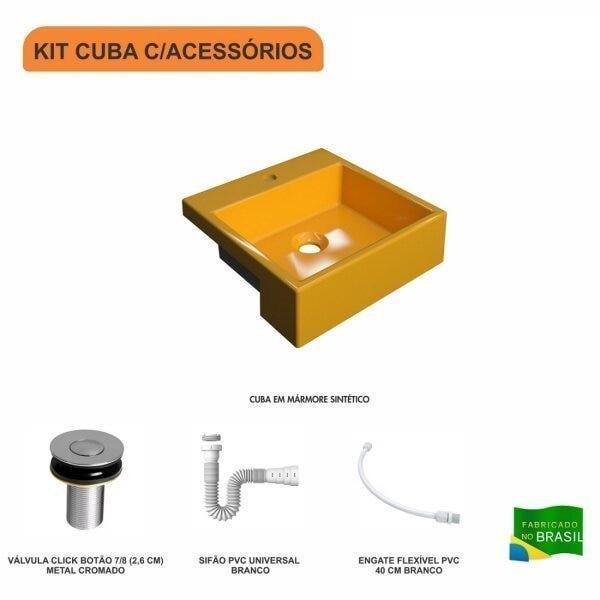 Kit Cuba XQ355 com Válvula Click 1"B com Sifão PVC e Flexível Compace - 3