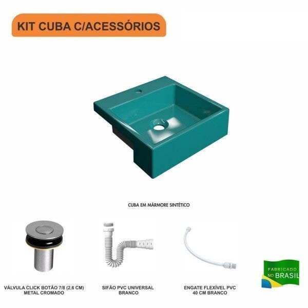 Kit Cuba XQ355 com Válvula Click 1"B com Sifão PVC e Flexível Compace - 3
