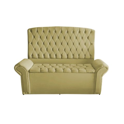 Kit Dubaí Cabeceira de Cama Box Casal e Recamier Baú 140 Cm Suede Bege do Lar Móveis