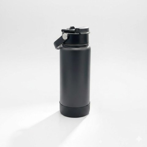 Garrafa Térmica Tr-008 1000ml Aço Inox com Protetor de Silicone:Preto