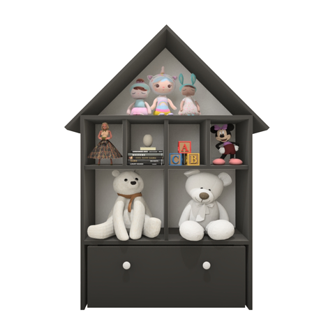 Casinha Organizadora de Brinquedos Infantil 100% Mdf Plancasa Preto Tx