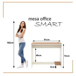 Estação de Trabalho 4 Lugares Office Smart 4 Mesas 2 Armários 1 Aparador - Off White e Cedro Off - 8