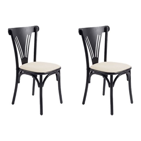 Kit 2 Cadeiras Paris Luxo Sala de Jantar Estrutura Aço Design Moderno Conforto - Preta/Branca