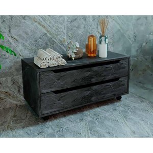 Bancada de Banheiro C/ Rodizio Bn3643 S/ Cuba C/ 2 Gavetas 80cm Mármore Lunar - Tecno Mobili