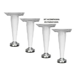 Pé Cônico Regulável para Móveis Caad 22cm Branco 2 Peças+Paraf - 1