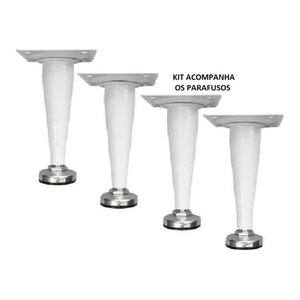 Pé Cônico Regulável para Móveis Caad 22cm Branco 2 Peças+Paraf