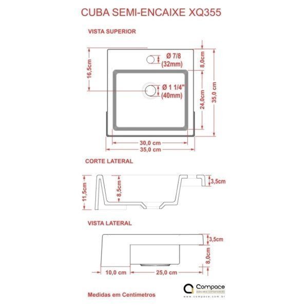 Kit Cuba XQ355 com Válvula Click 1 1/2" com Sifão PVC e Flexível Compace - 7