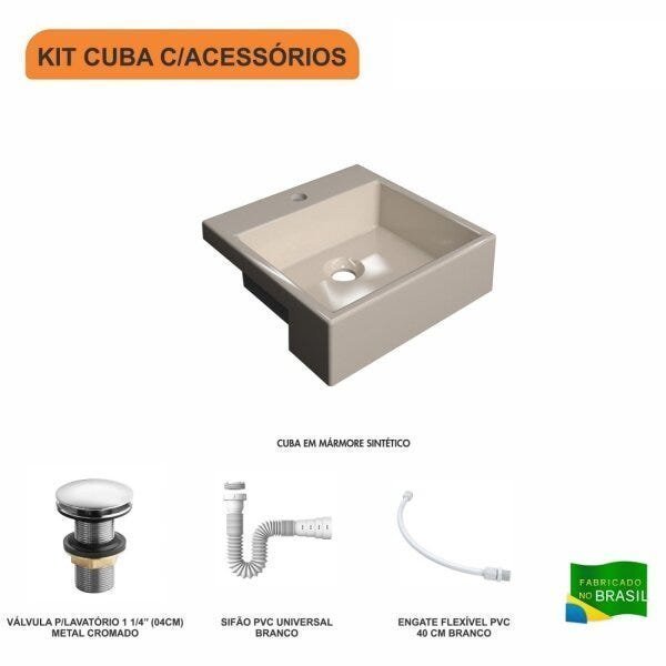 Kit Cuba XQ355 com Válvula Click 1 1/2" com Sifão PVC e Flexível Compace - 3