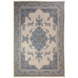Tapete Sala Tabriz Bege Azul 100X150 Cm Clássico Tipo Belga - 2