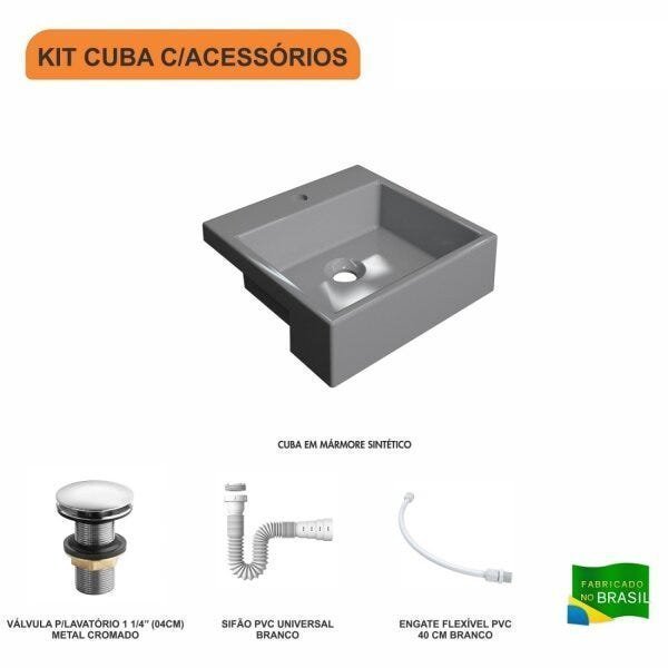 Kit Cuba XQ355 com Válvula Click 1 1/2" com Sifão PVC e Flexível Compace - 3