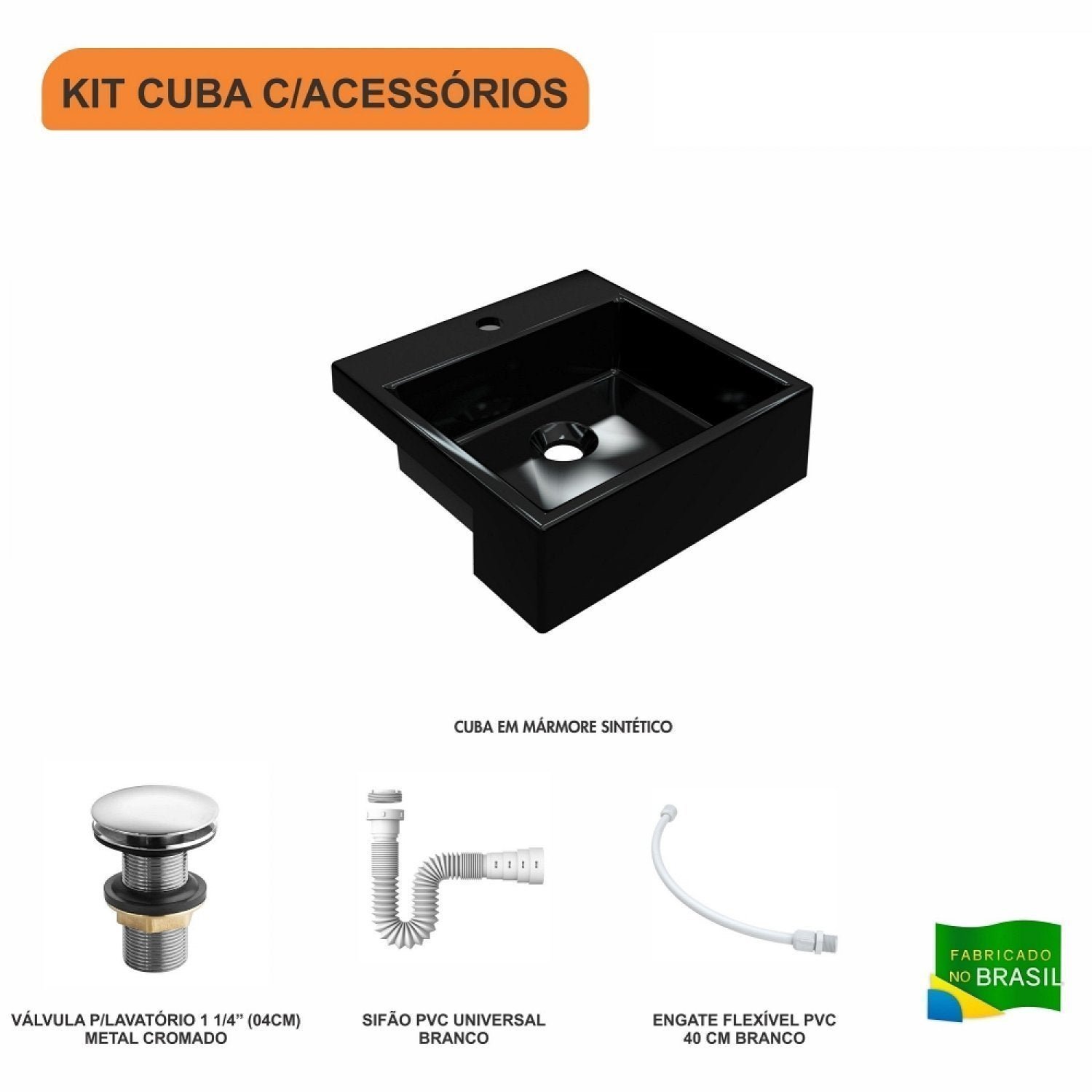 Kit Cuba XQ355 com Válvula Click 1 1/2" com Sifão PVC e Flexível Compace - 3