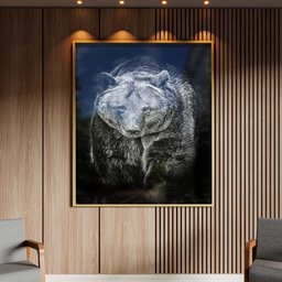 Quadro Decorativo Tela Canvas Animais Amigo Urso Com Moldura e Vidro Dourada - 180x100 cm - 2