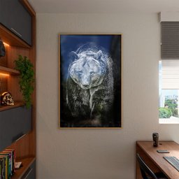 Quadro Decorativo Tela Canvas Animais Amigo Urso Com Moldura e Vidro Dourada - 180x100 cm - 3