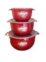 Ver imagem 2 de Kit 03 Vasilhas Bacias Livre de Bpa com Tampa Vermelho
