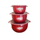 Ver imagem 2 de Kit 03 Vasilhas Bacias Livre de Bpa com Tampa Vermelho